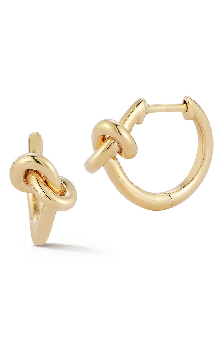 Dana Rebecca Designs Nana Bernice Knot Huggie Hoop Earrings, Main, color, Yellow Gold