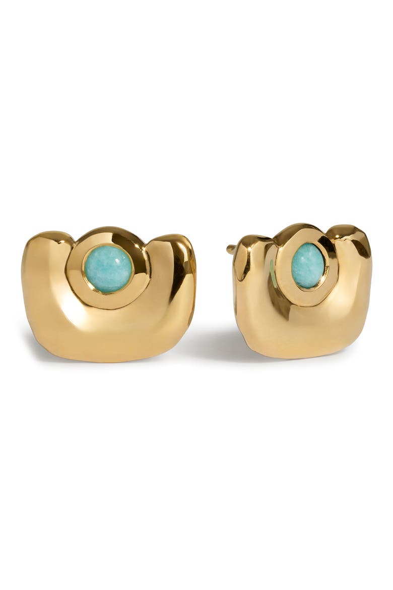 Amaia Amazonite Stud Earrings, Main, color, 18K GOLD VERMEIL / AMAZONITE