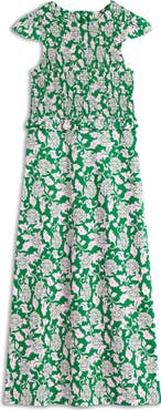 Boden Paisley Floral Smock Bodice Cotton Blend Dress