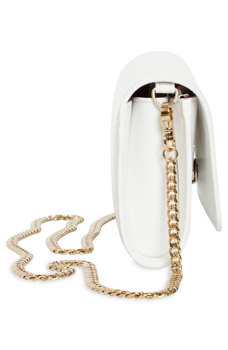 Christian Louboutin Loubi54 Naplak Leather Wallet on a Chain, Alternate, color, Bianco