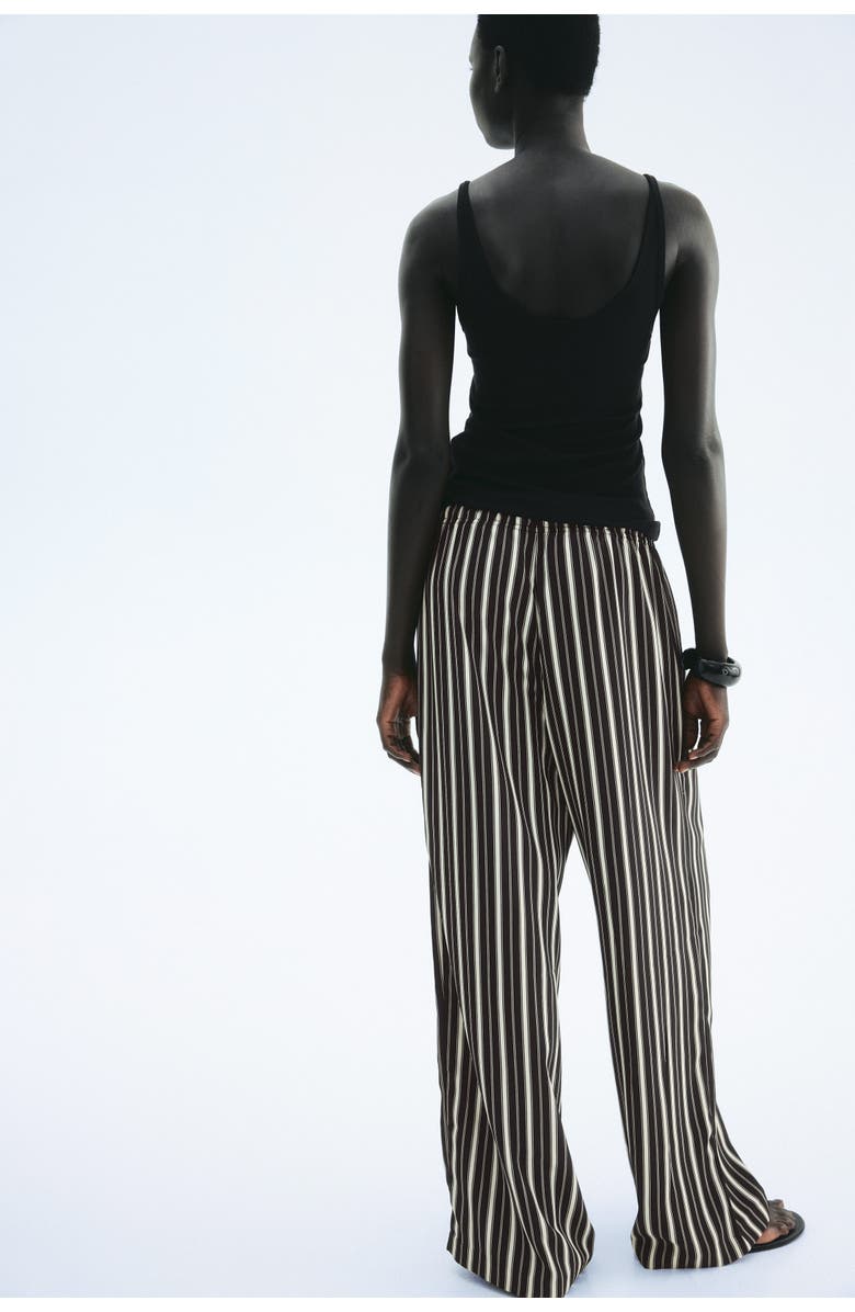 H&M Drawstring Twill Trousers, Alternate, color, Black/Striped