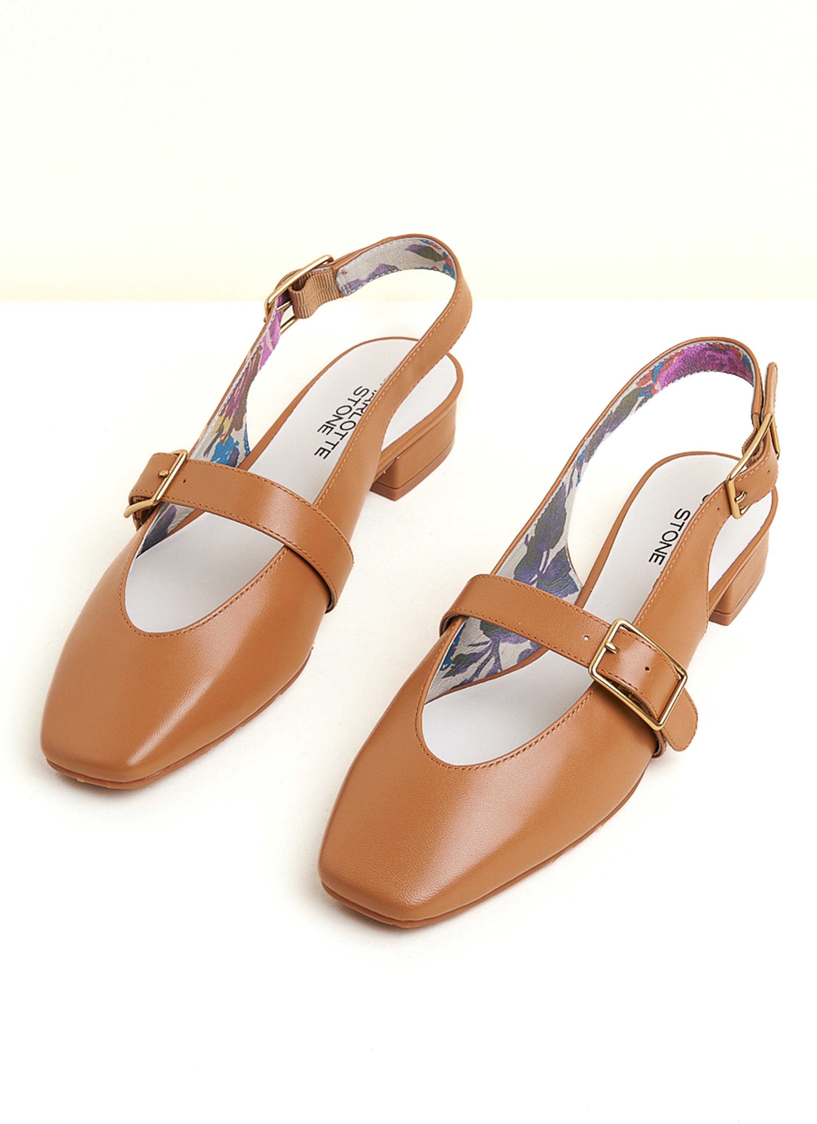 Charlotte Stone Rose Slingback Flat, Main, color, Camel