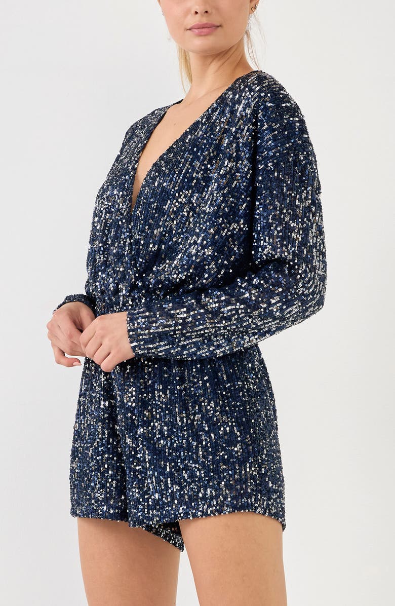 Endless Rose Sequin Wrap Front Romper, Alternate, color,
