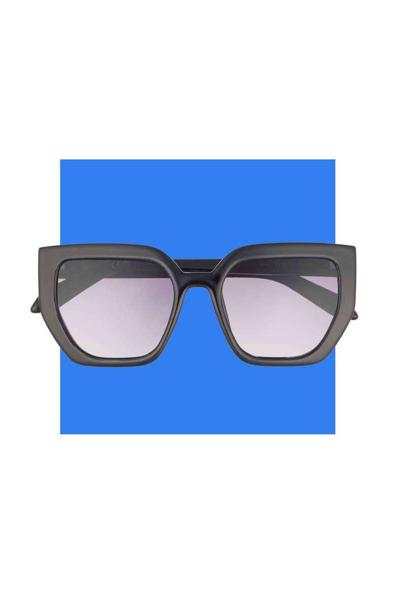 Contoured Oversize Square Sunglasses, Main, color, BLACK/ SMOKE