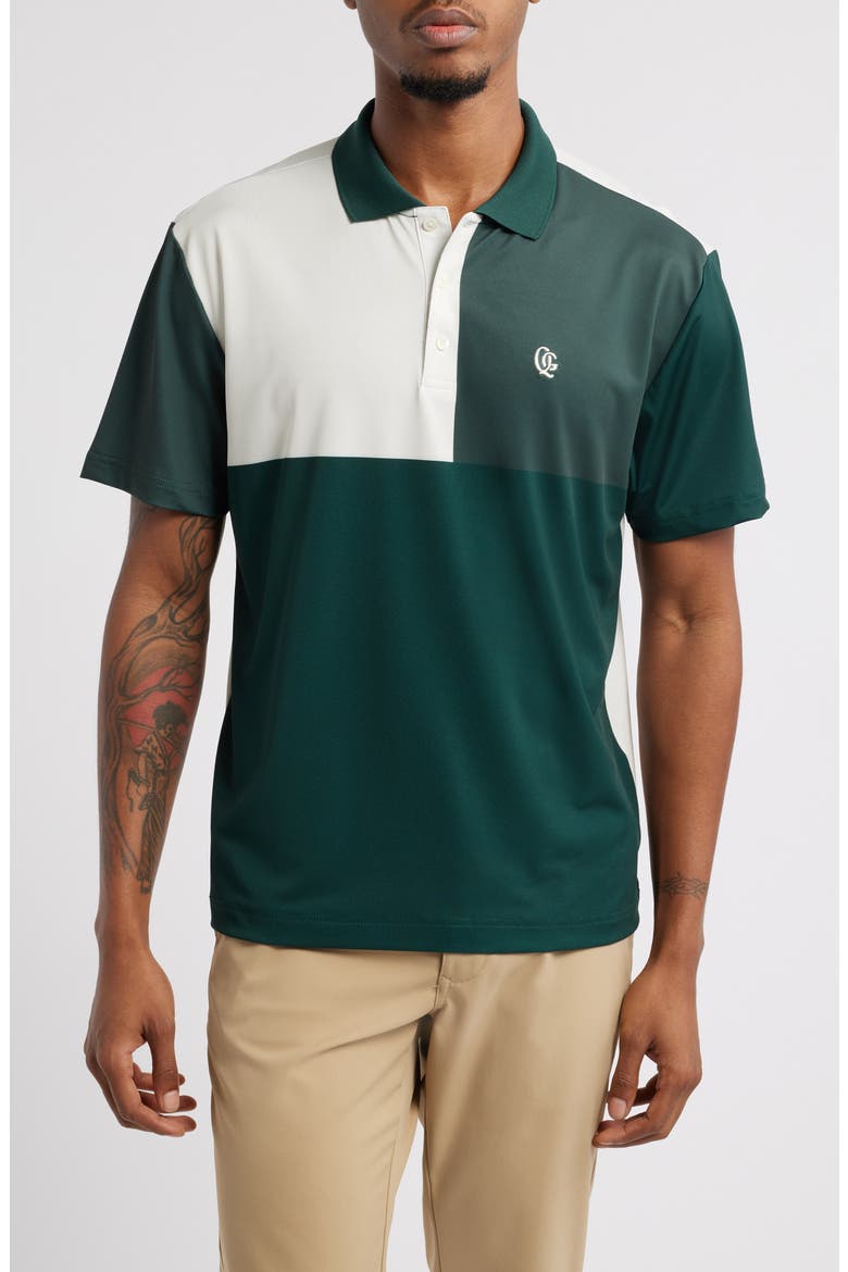 Monogram Colorblock Golf Polo, Main, color, FOREST