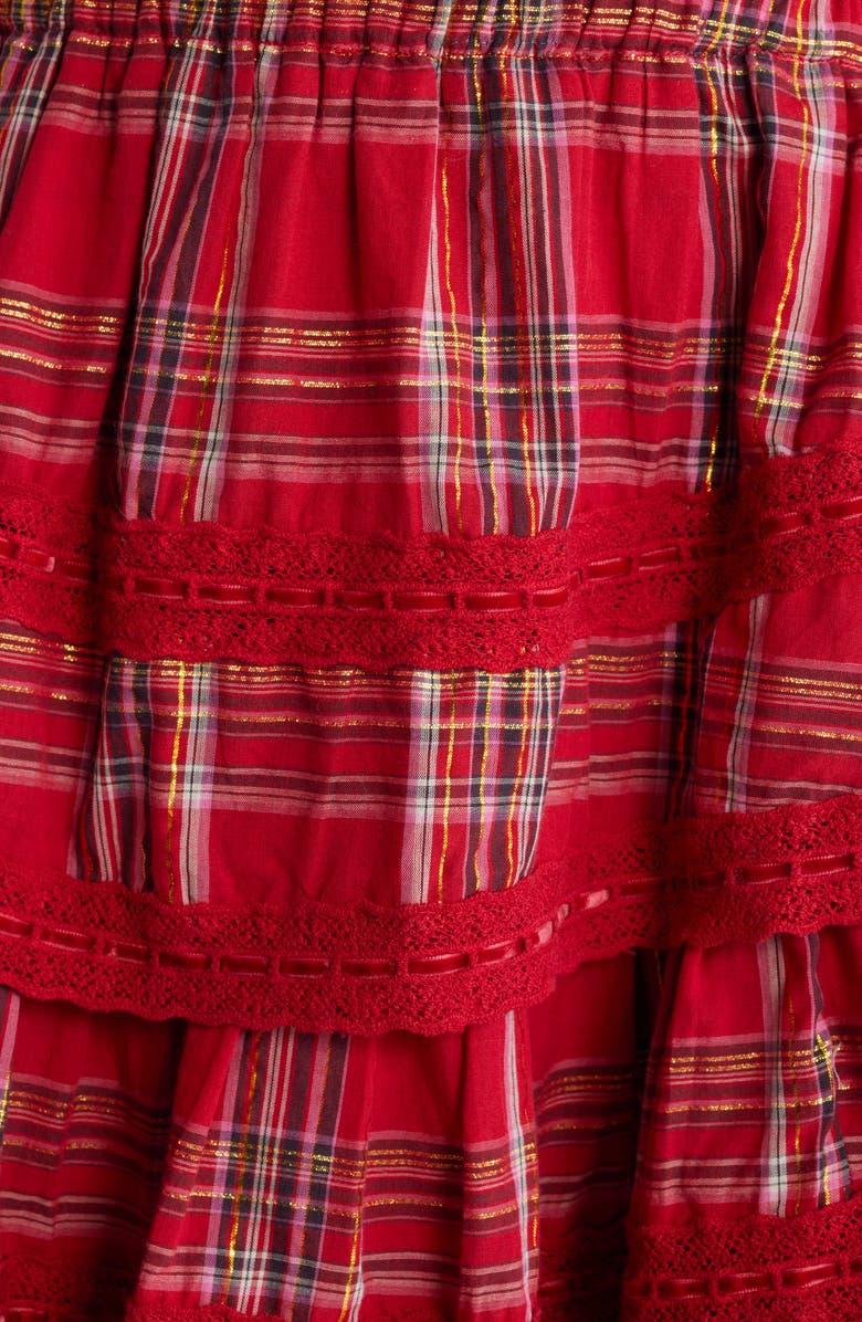 LoveShackFancy Milena Plaid Long Sleeve Minidress, Alternate, color, 