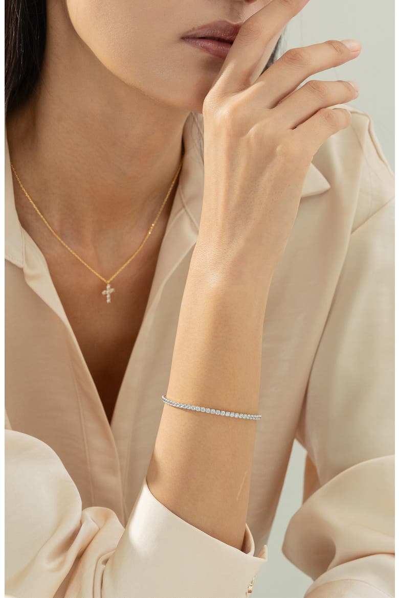 Sterling Silver 18k Gold Plated Cherie Bracelet Minimal Crystal Elegant, Alternate, color, Silver