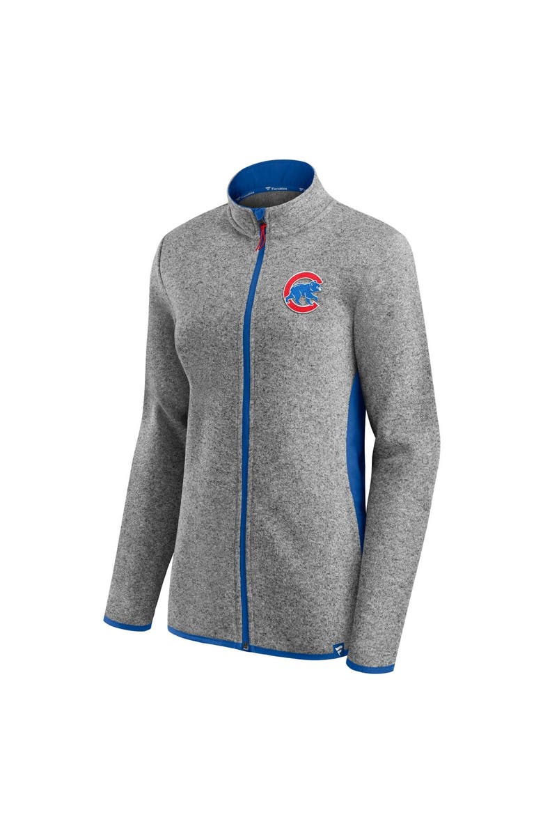FANATICS Women's Fanatics Branded Heathered Charcoal Chicago Cubs Primary Logo Fleece Full-Zip Jacket, Alternate, color, 