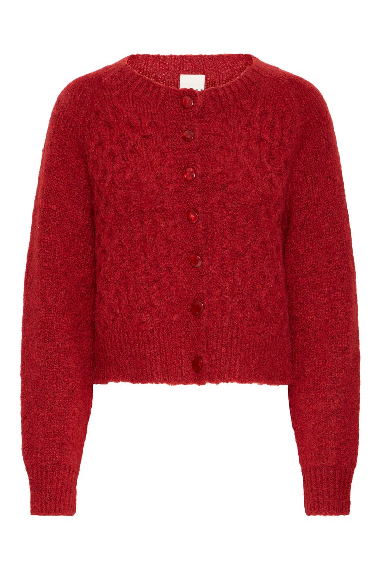 Diamond Knit Cardigan, Alternate, color, RED DAHLIA