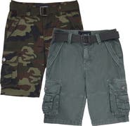 XRAY Kids' 2-Pack Belted Twill Cargo Shorts