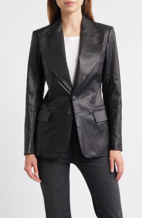 Frame The Peak Lapel Faux Leather Blazer In Brown