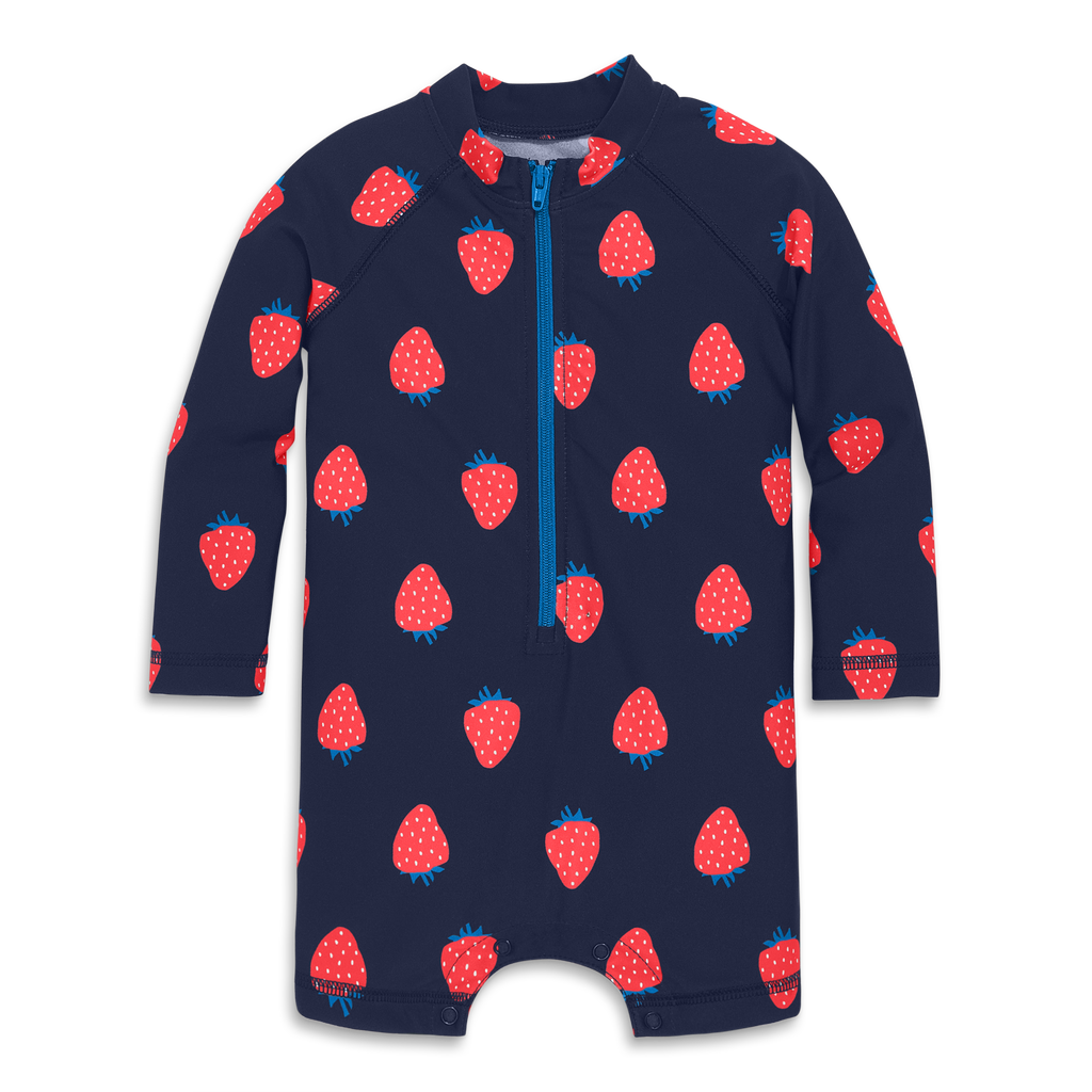 PRIMARY PRIMARY BABY ONE-PIECE RASH GUARD IN STRAWBERRY FIELDS
