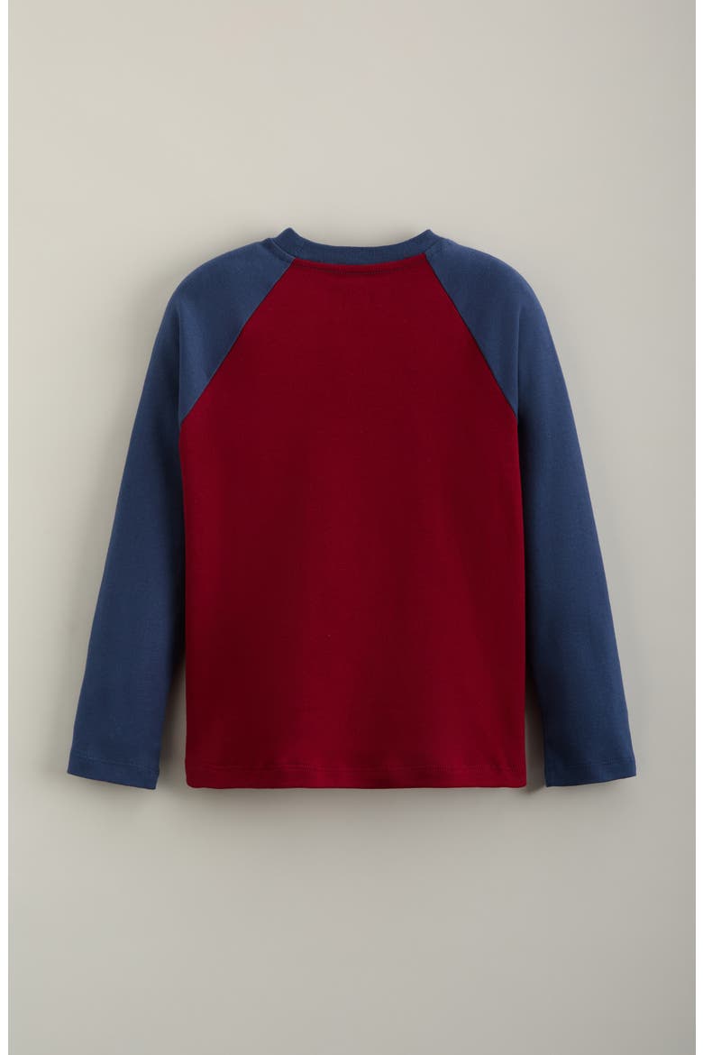Kids' Long Sleeve Baseball T-Shirt, Alternate, color, RED CINDER- NAVY DENIM