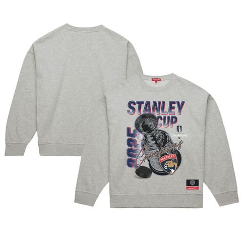 Women's Mitchell & Ness Heather Gray Florida Panthers 2025 Stanley Cup Champions Pullover Sweatshirt
