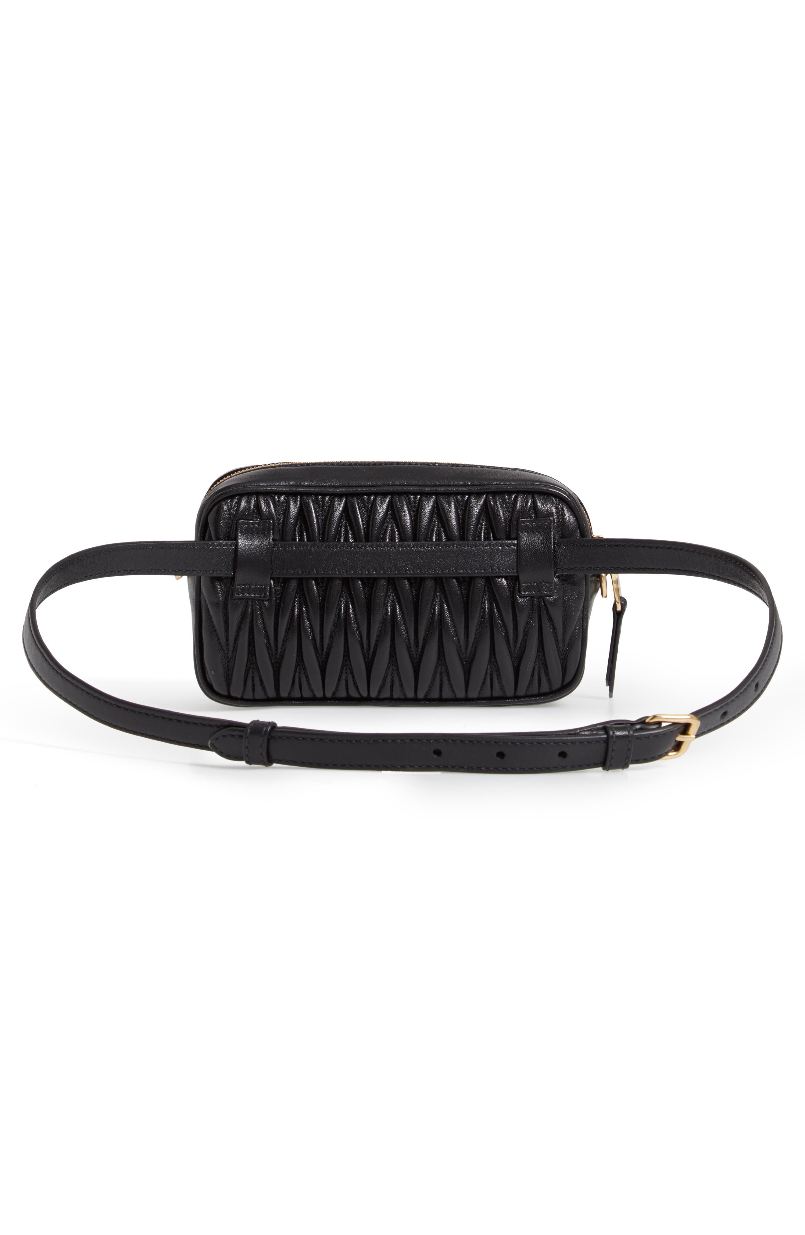 Miu Miu Rider Matelassé Leather Belt Bag, Alternate, color, 