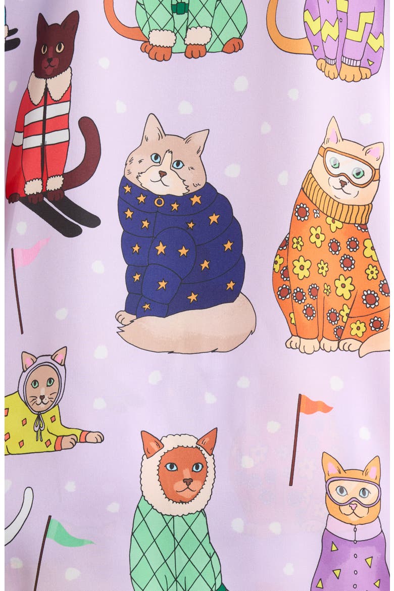Skiing Cats Classic Pajama Set, Alternate, color, LILAC