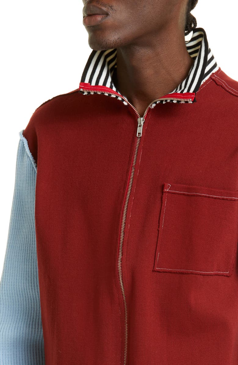 Camiel Fortgens Zip-Up Mixed Knit Sweater, Alternate, color, 