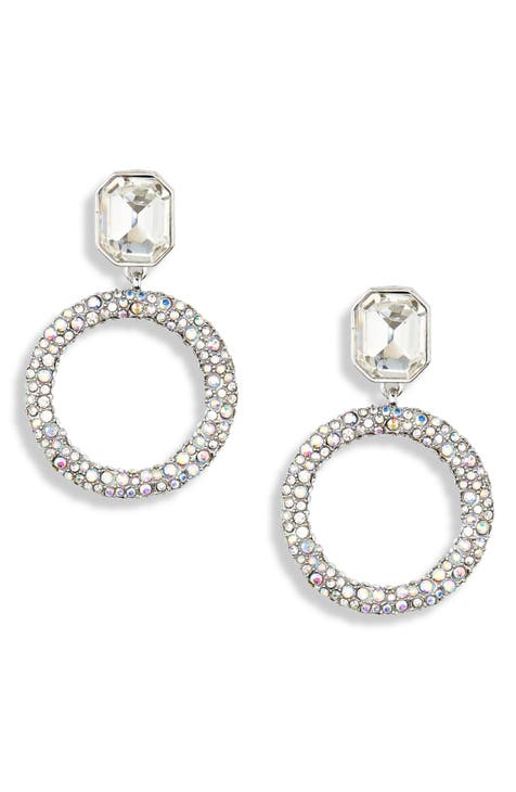 Diamond Ring Crystal Drop Earrings