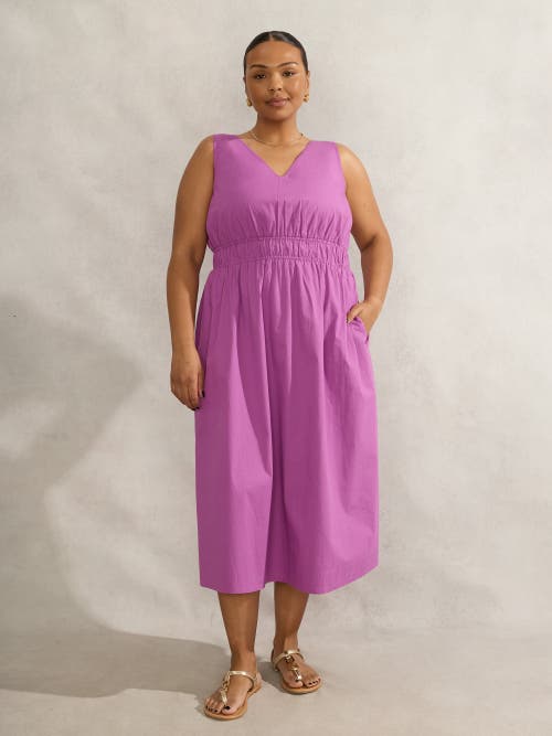 Live Unlimited V-neck Elasticated Waist Dress In Purple