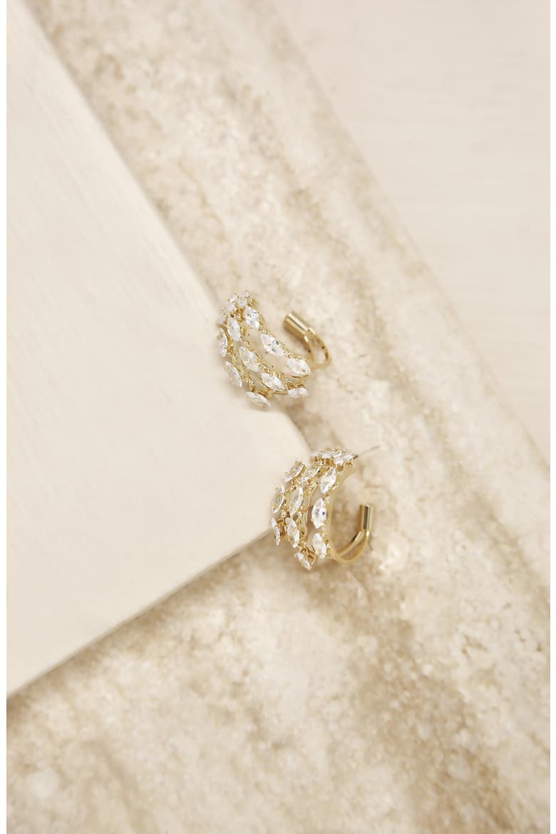 Crystal Huggie Hoop Earrings, Alternate, color, GOLD