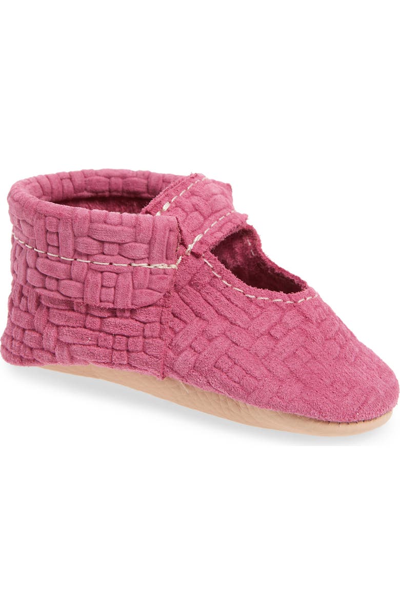 Freshly Picked Pink Lemonade Embossed Leather Crib Shoe, Main, color,