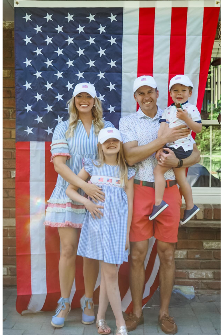 Women's American Flag Bow Baseball Hat, Alternate, color, White
