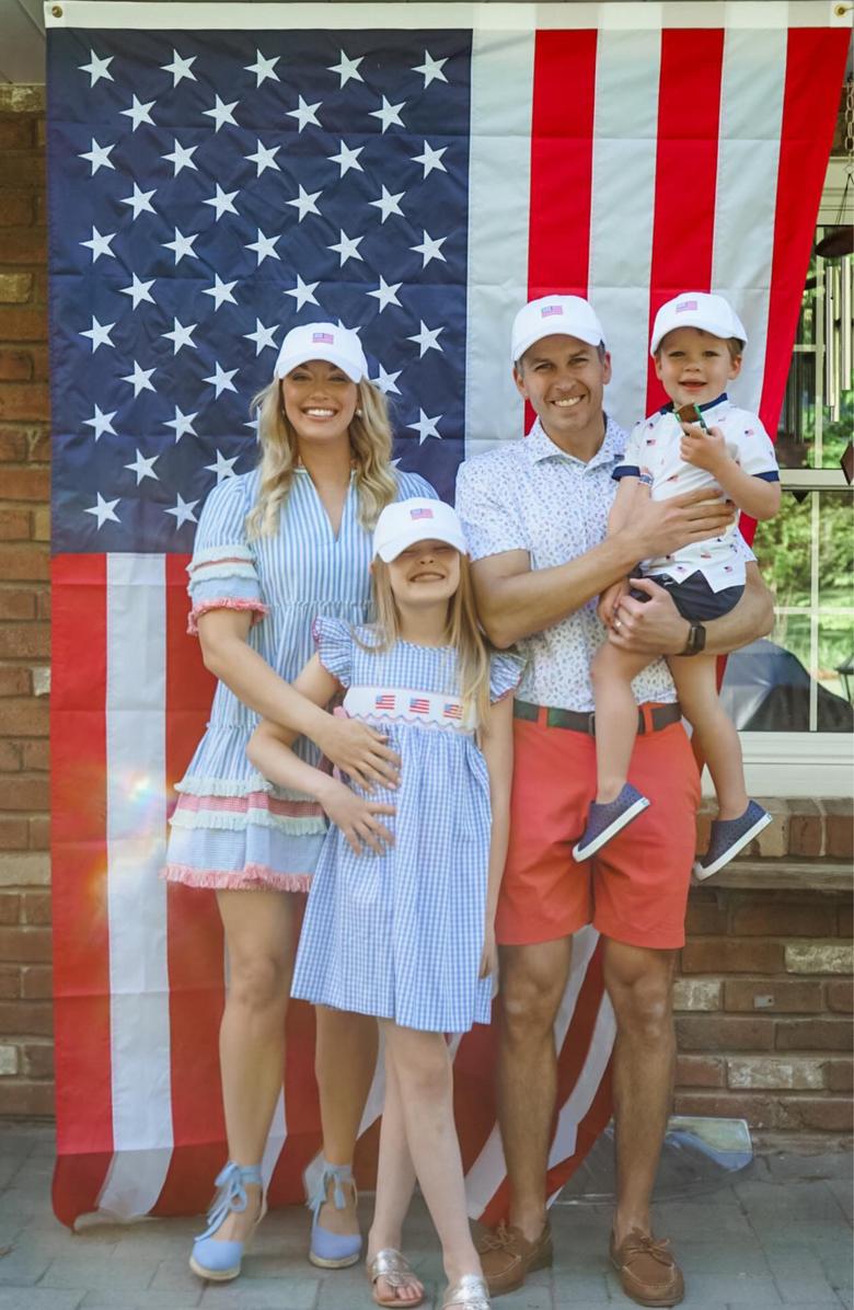 Bits & Bows Women's American Flag Bow Baseball Hat, Alternate, color, White