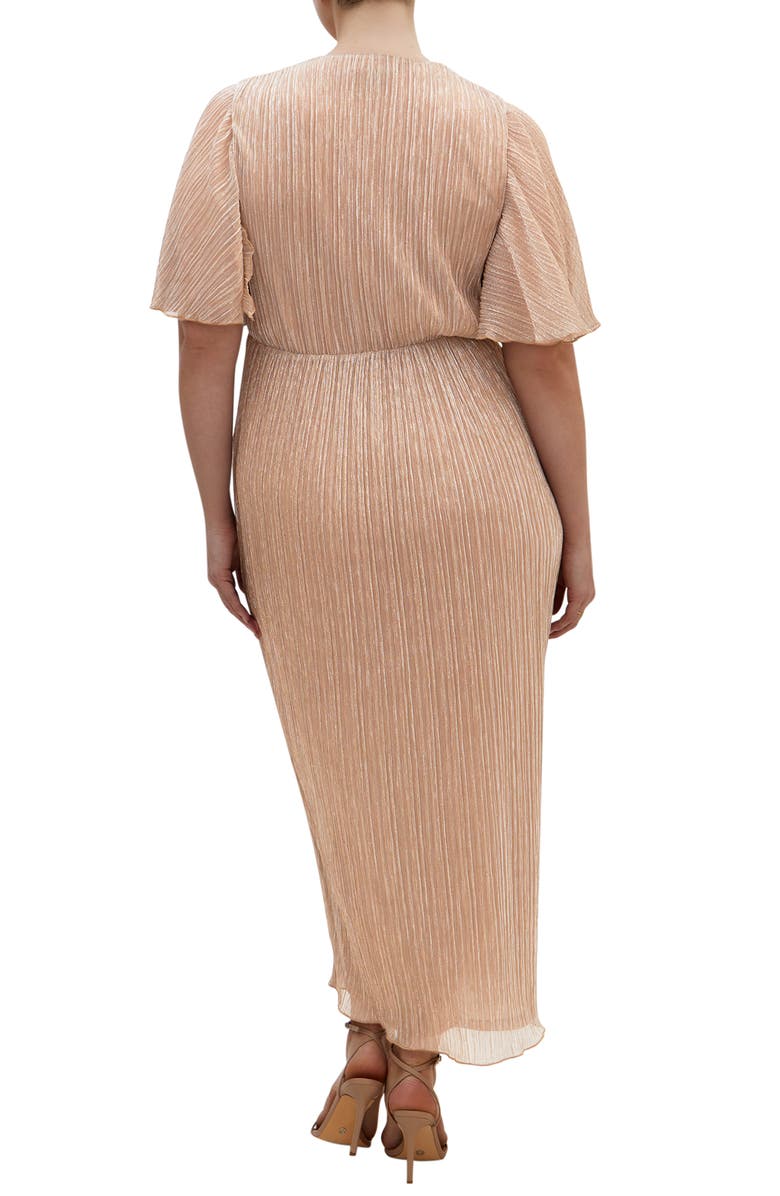 City Chic Lily Metallic Ruched Dress, Alternate, color, Soft Blush