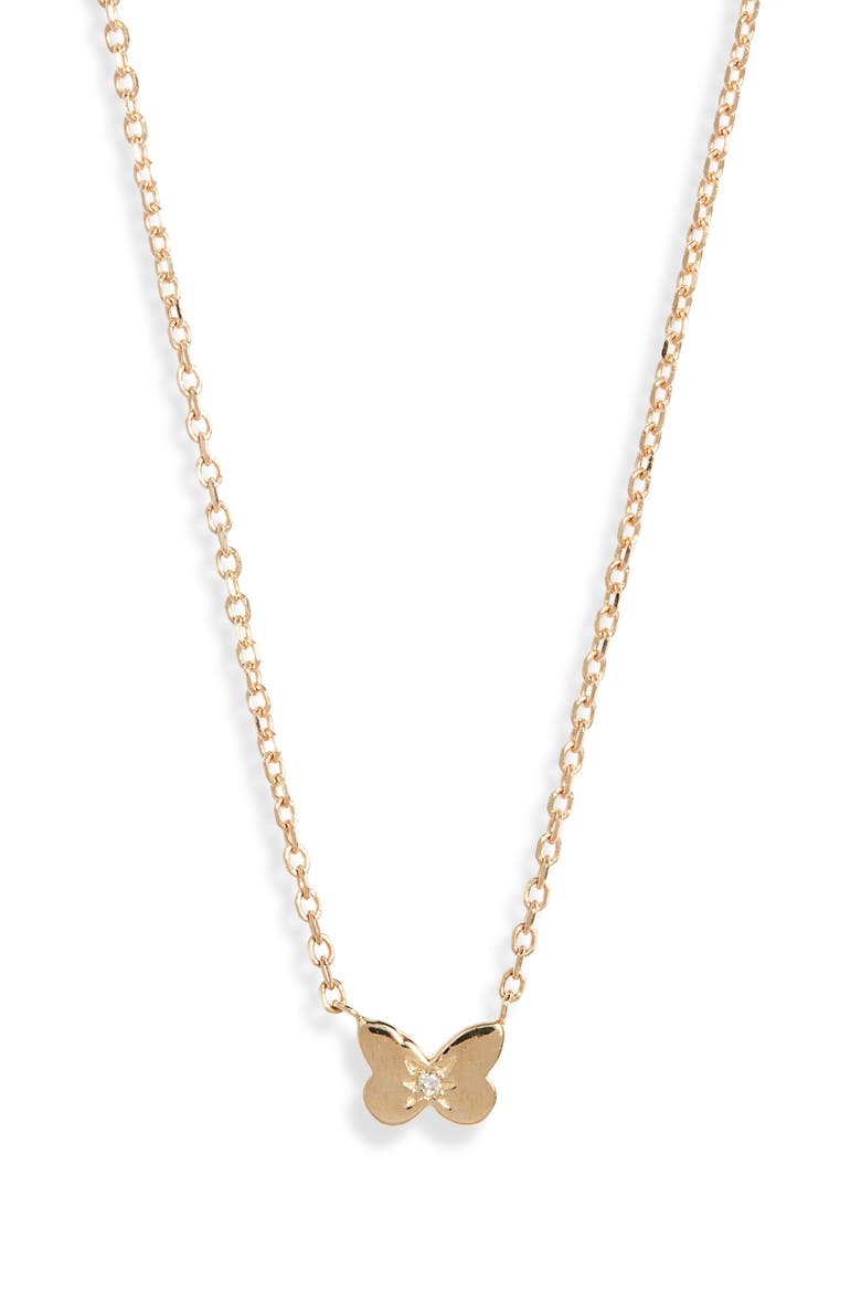 Mini Butterfly Pendant Necklace, Main, color, GOLD