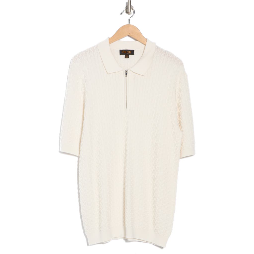 Truth Textured Quarter Zip Polo In White