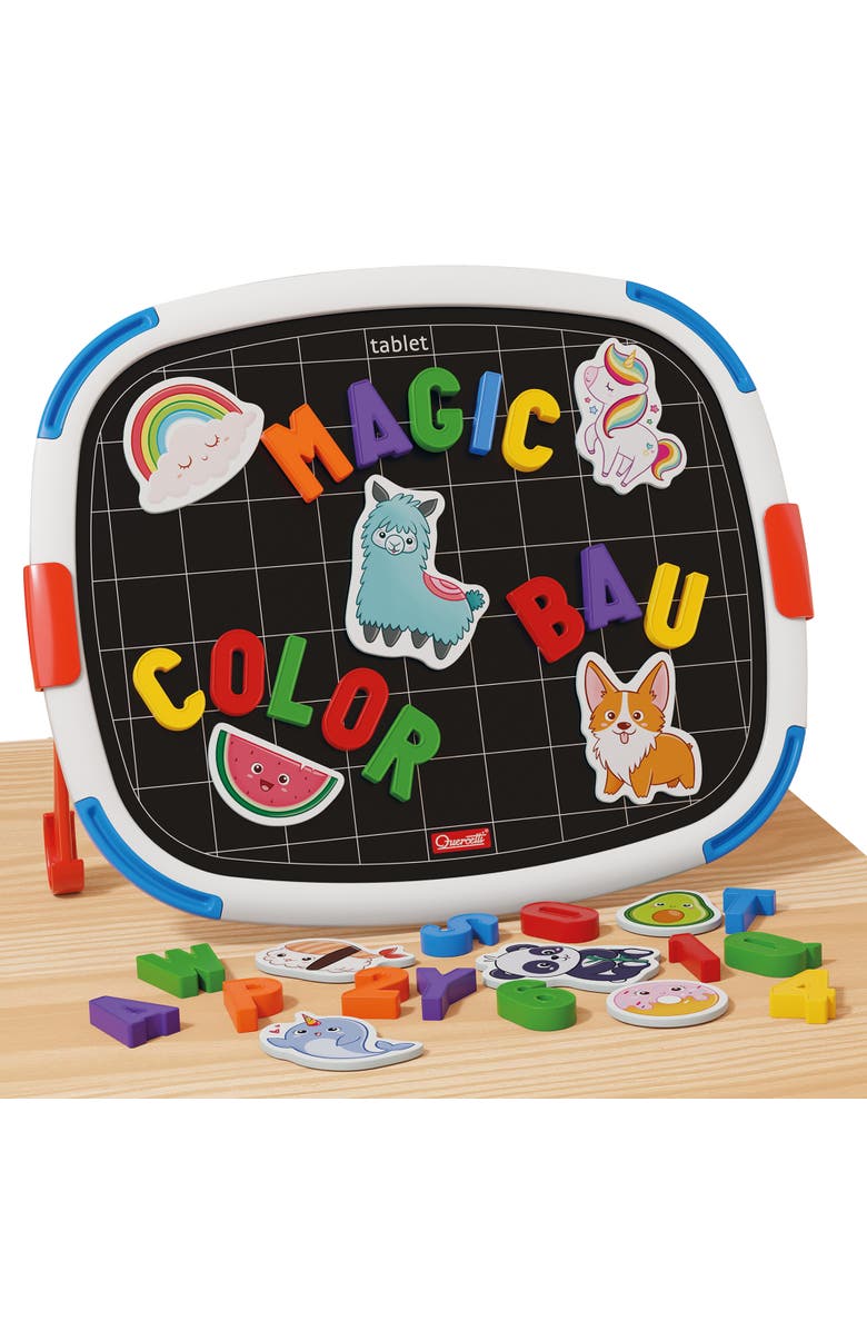 Quercetti Magnetic Tablet Doublesided Board, Letters & Animal Magnets, Alternate, color, Multicolored