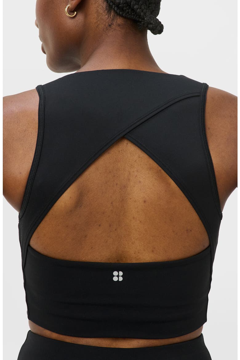 All Day Wrap Longline Sports Bra, Alternate, color, BLACK