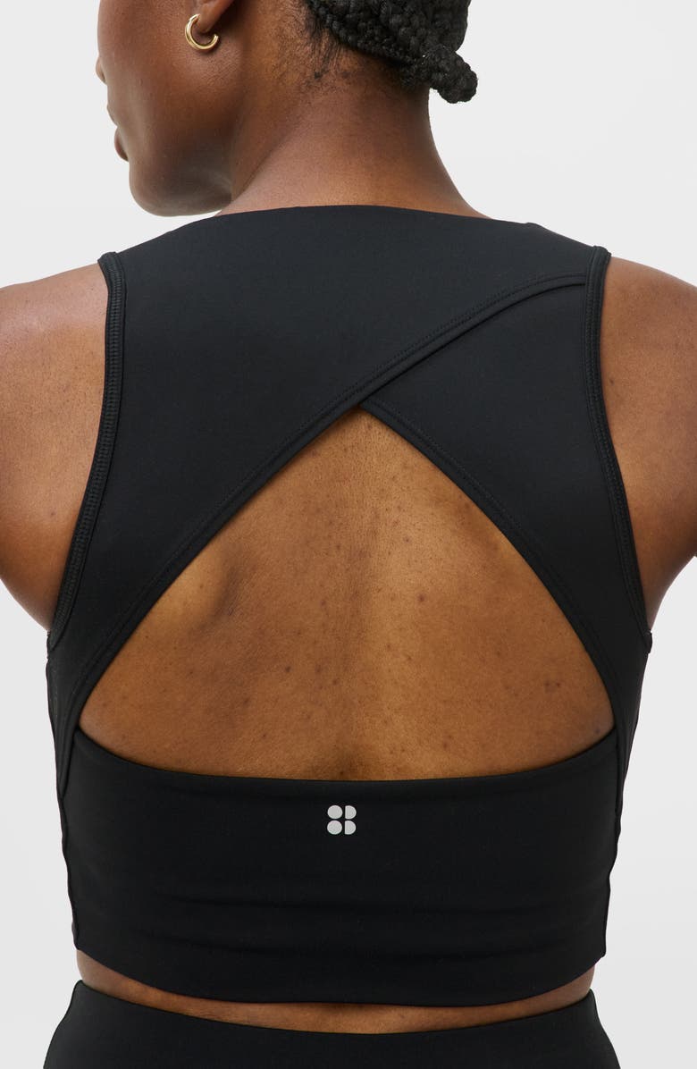 Sweaty Betty All Day Wrap Longline Sports Bra, Alternate, color, Black
