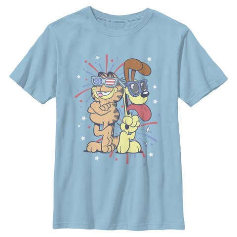 Boy's Garfield Patriotic Cat and Dog Celebration  Graphic T-Shirt