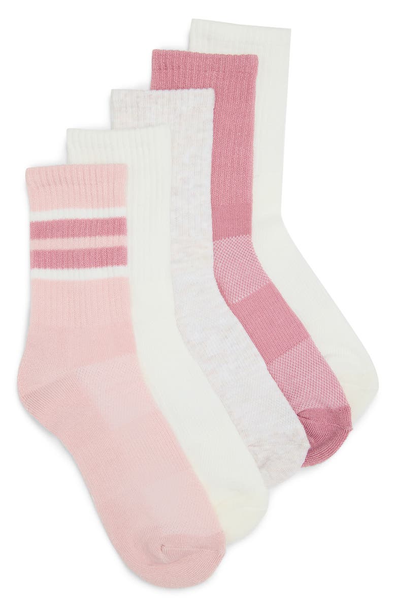 Steve Madden 5-Pack Crew Socks, Alternate, color, Blush Multi