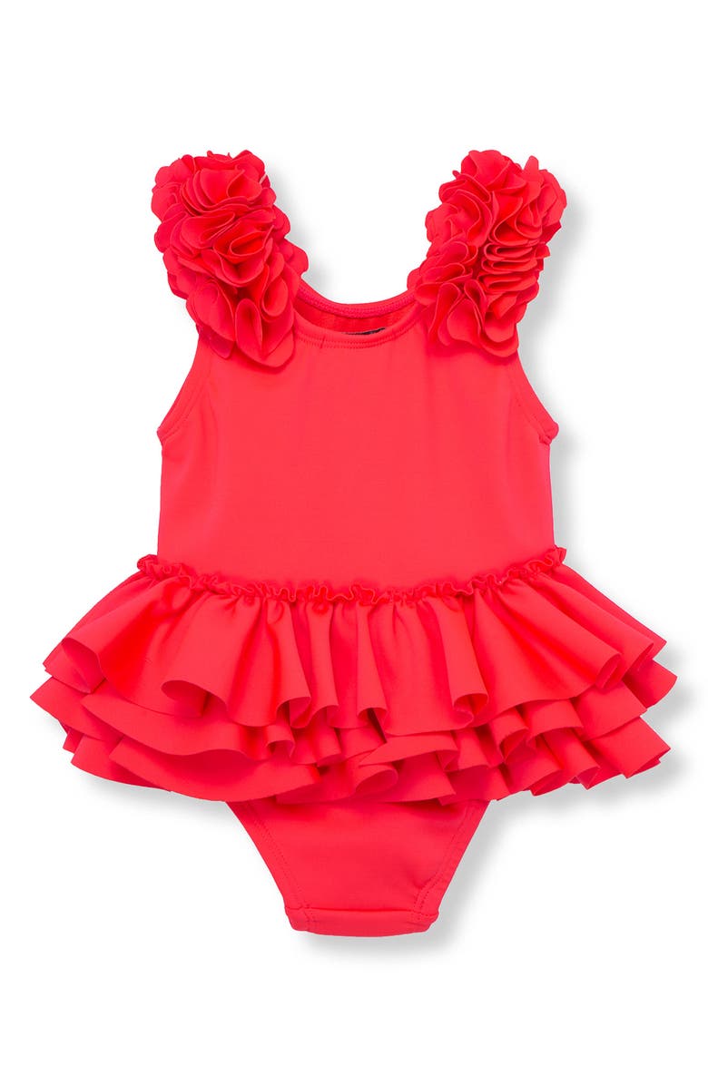 Habitual Tiered Ruffle Skirted One-Piece Swimsuit, Alternate, color, Pink