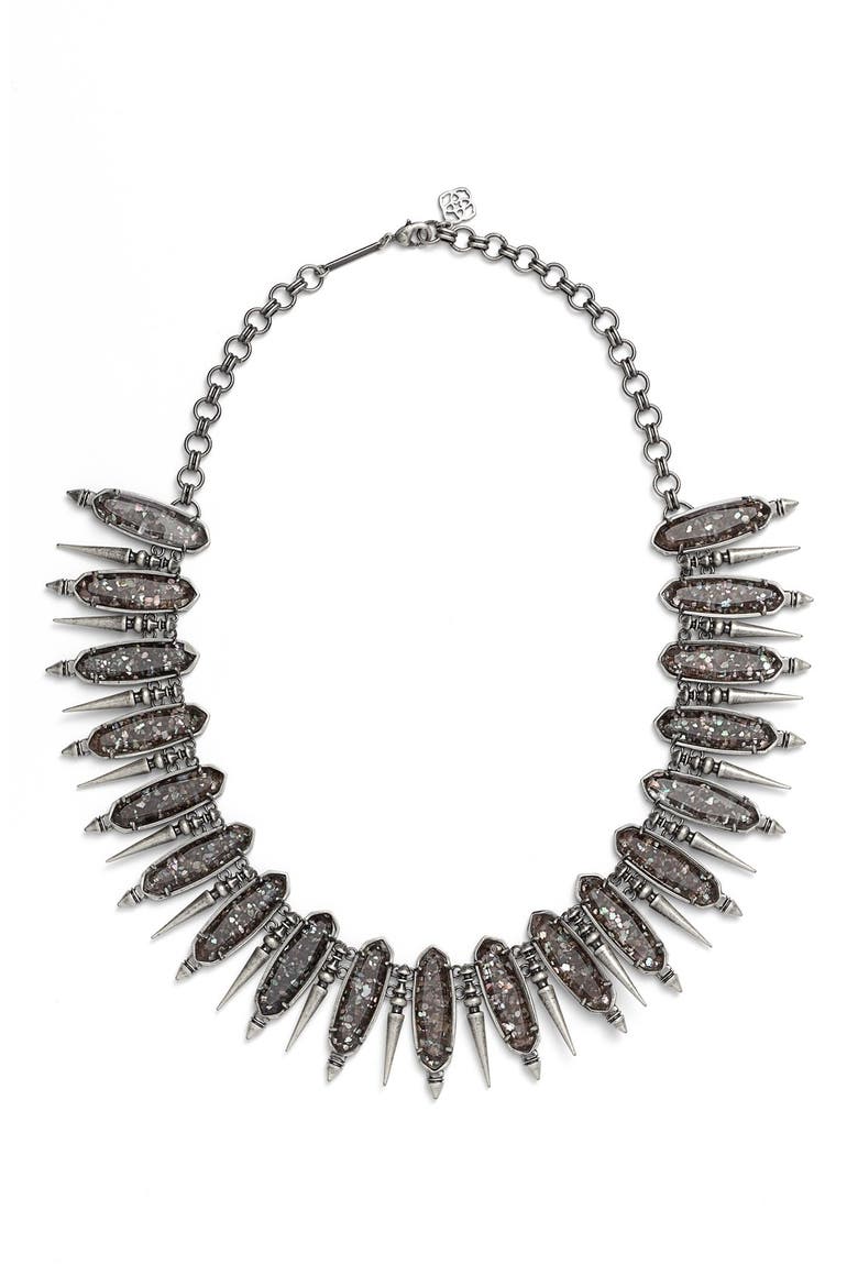 'Gwendolyn' Collar Necklace, Main, color, BLACK MOTHER OF PEARL/ SILVER