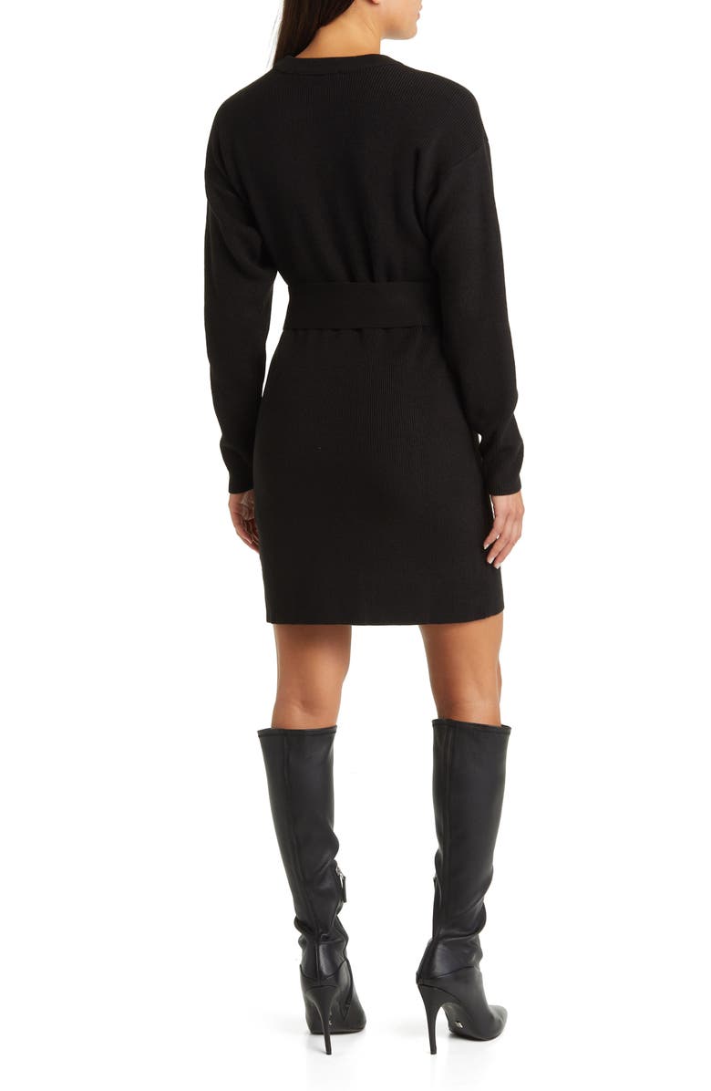 Charles Henry Long Sleeve Belted Mini Sweater Dress, Alternate, color, 