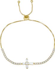 Queen Jewels Sterling Silver Baguette Cut Cross Bracelet