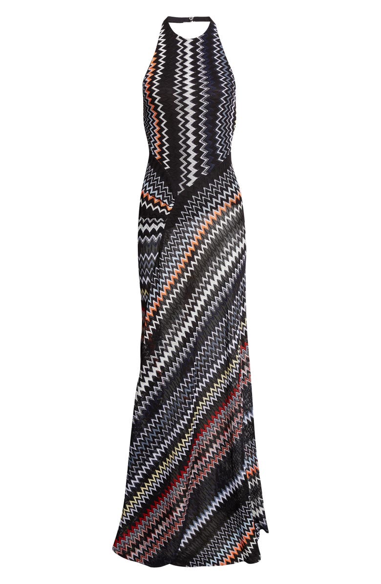 Missoni Chevron Halter Maxi Dress, Alternate, color, Multicolor W Blk Bs