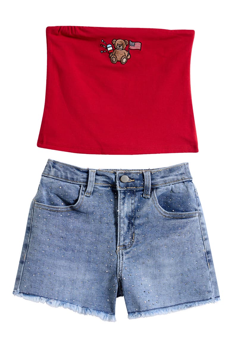 Kids' Tube Top & Shorts Set, Main, color, RED