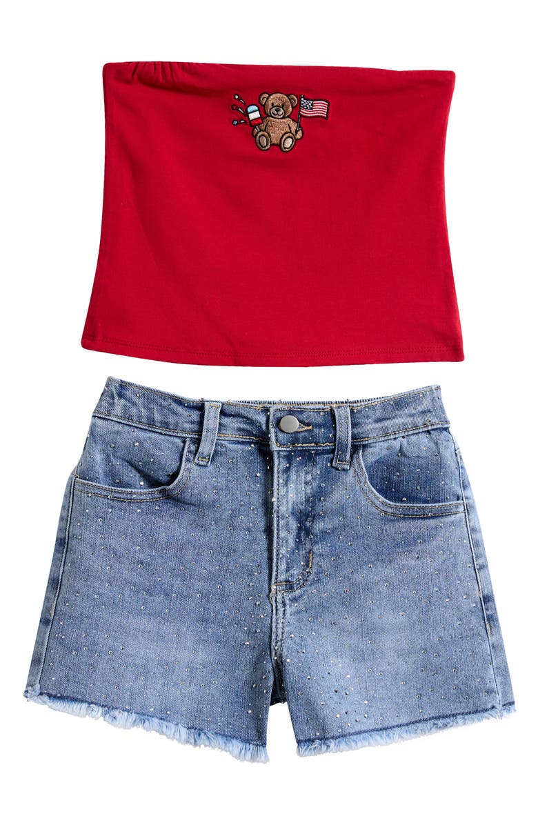 Tween Diva Kids' Tube Top & Shorts Set, Main, color, Red