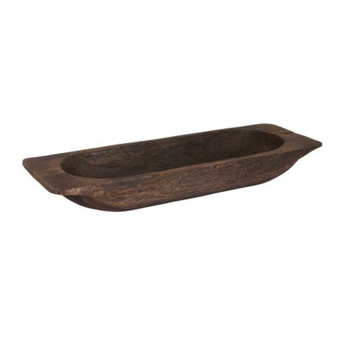 Decorative Paulownia Wood Tray Bowl, Brown