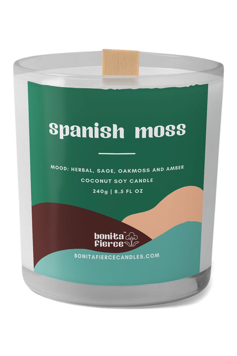 Spanish Moss Candle, Main, color, WHITE/ GREEN