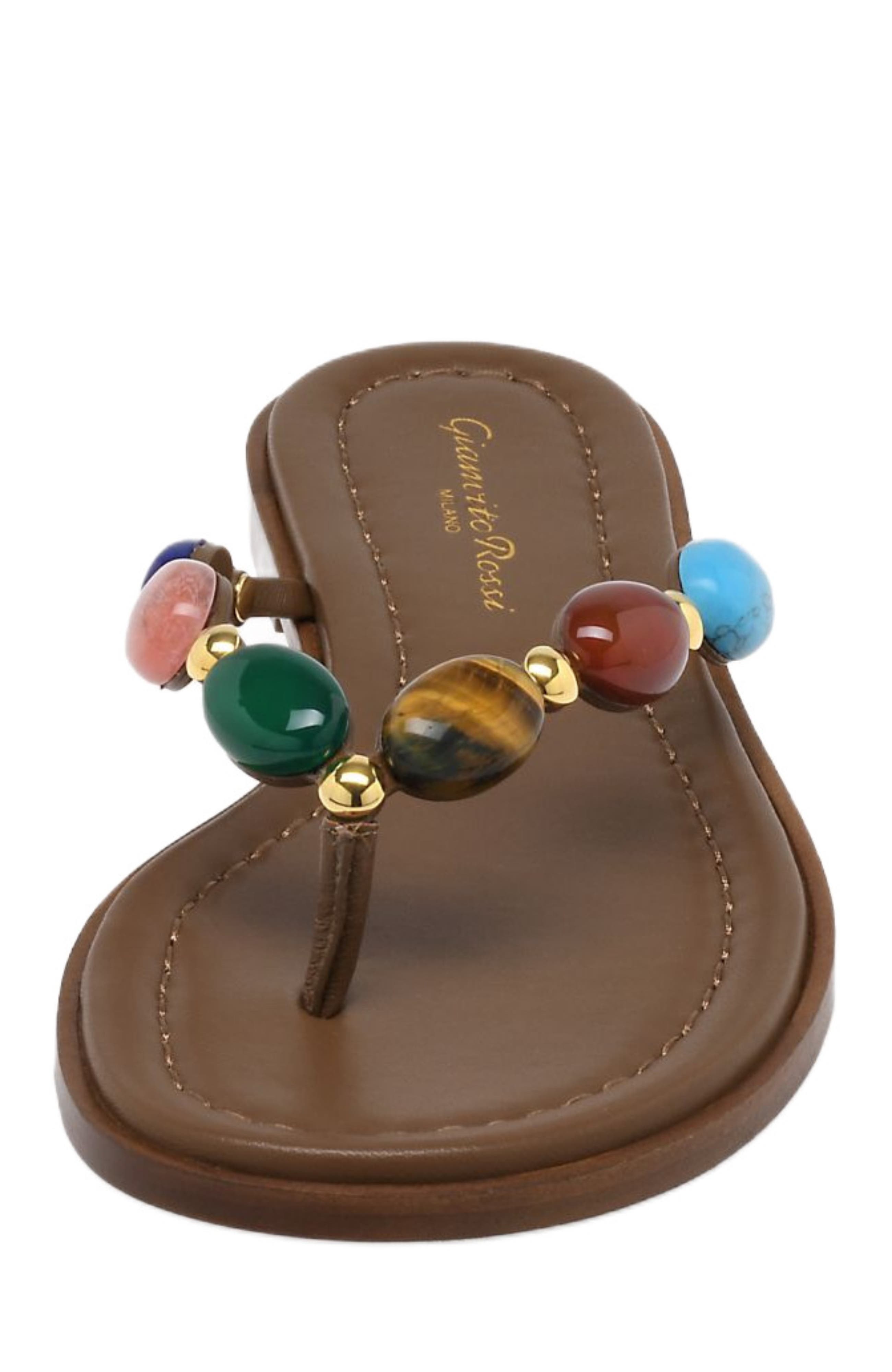 Gianvito Rossi Shanti Thong 05 Sandals, Alternate, color, Brown