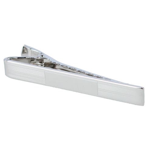Trafalgar Engine Turned Sterling Silver Micro-lined  Tie Bar In Metallic