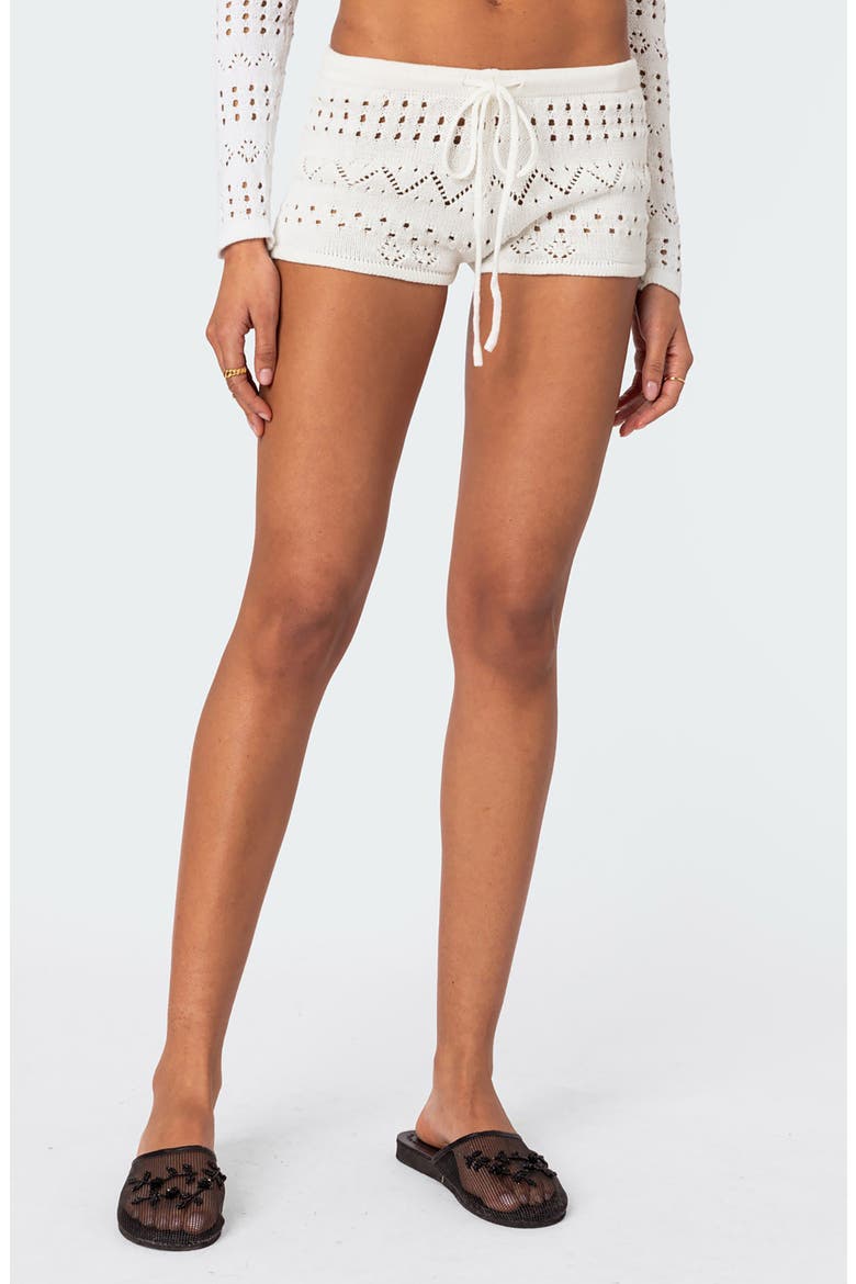 Betsy Drawstring Knit Cover-Up Shorts, Main, color, WHITE
