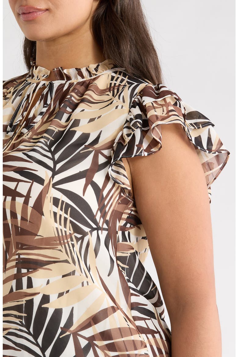 Ruffle Tie Neck Top, Alternate, color, WHITE DOVE MULTI