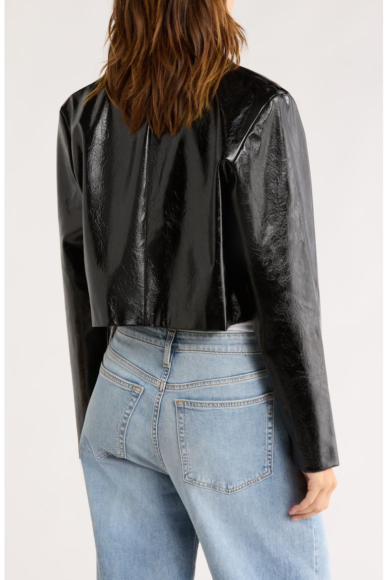 Faux Leather Crop Jacket, Alternate, color, BLACK