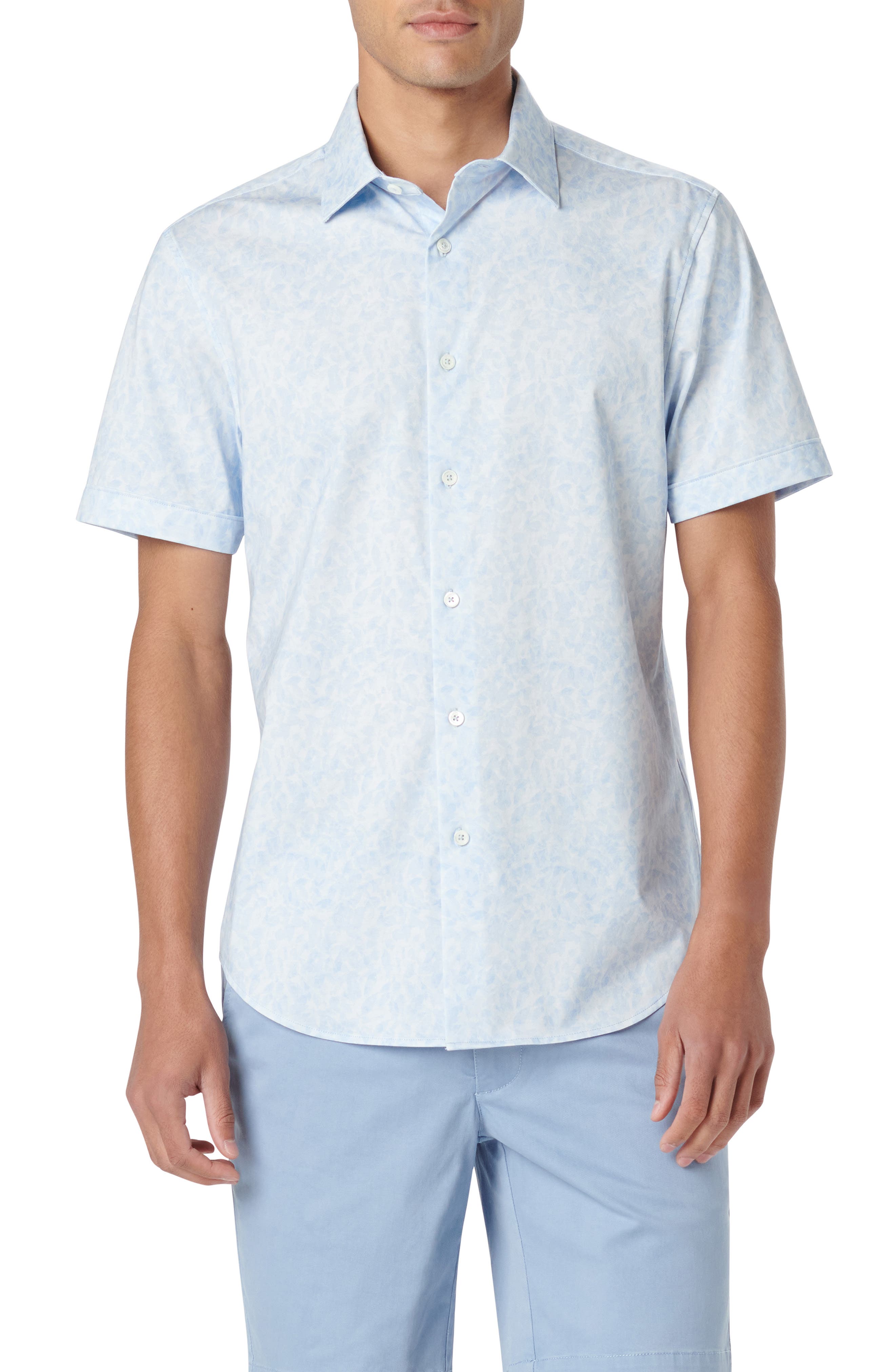 Bugatchi Miles OoohCotton® Watercolor Short Sleeve Button-Up Shirt